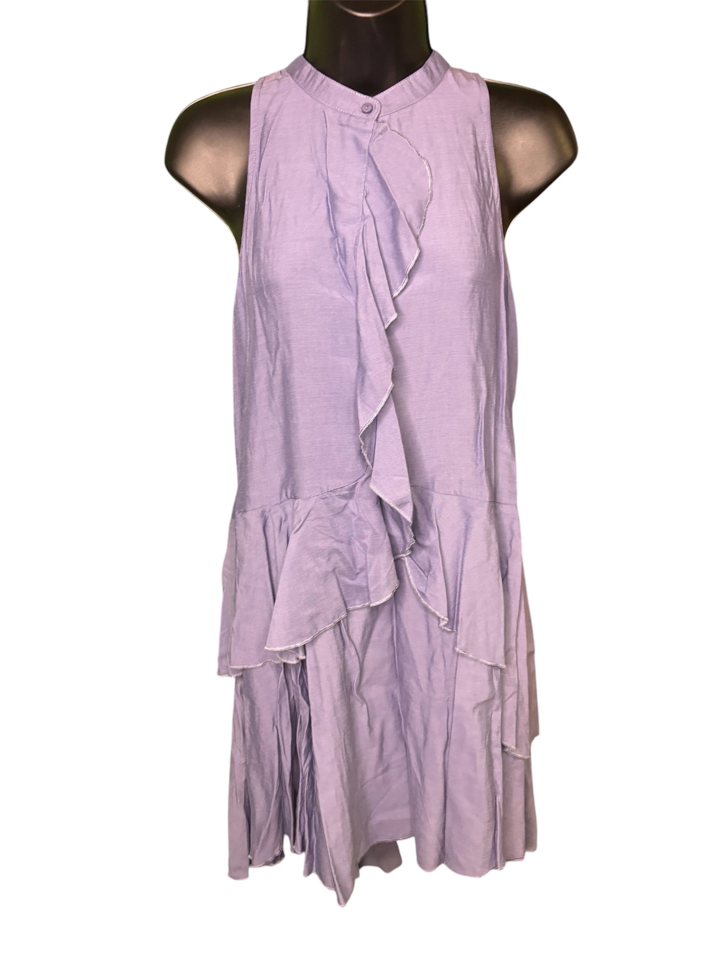 Flowy Lavender Ruffle-Trim Halter Dress