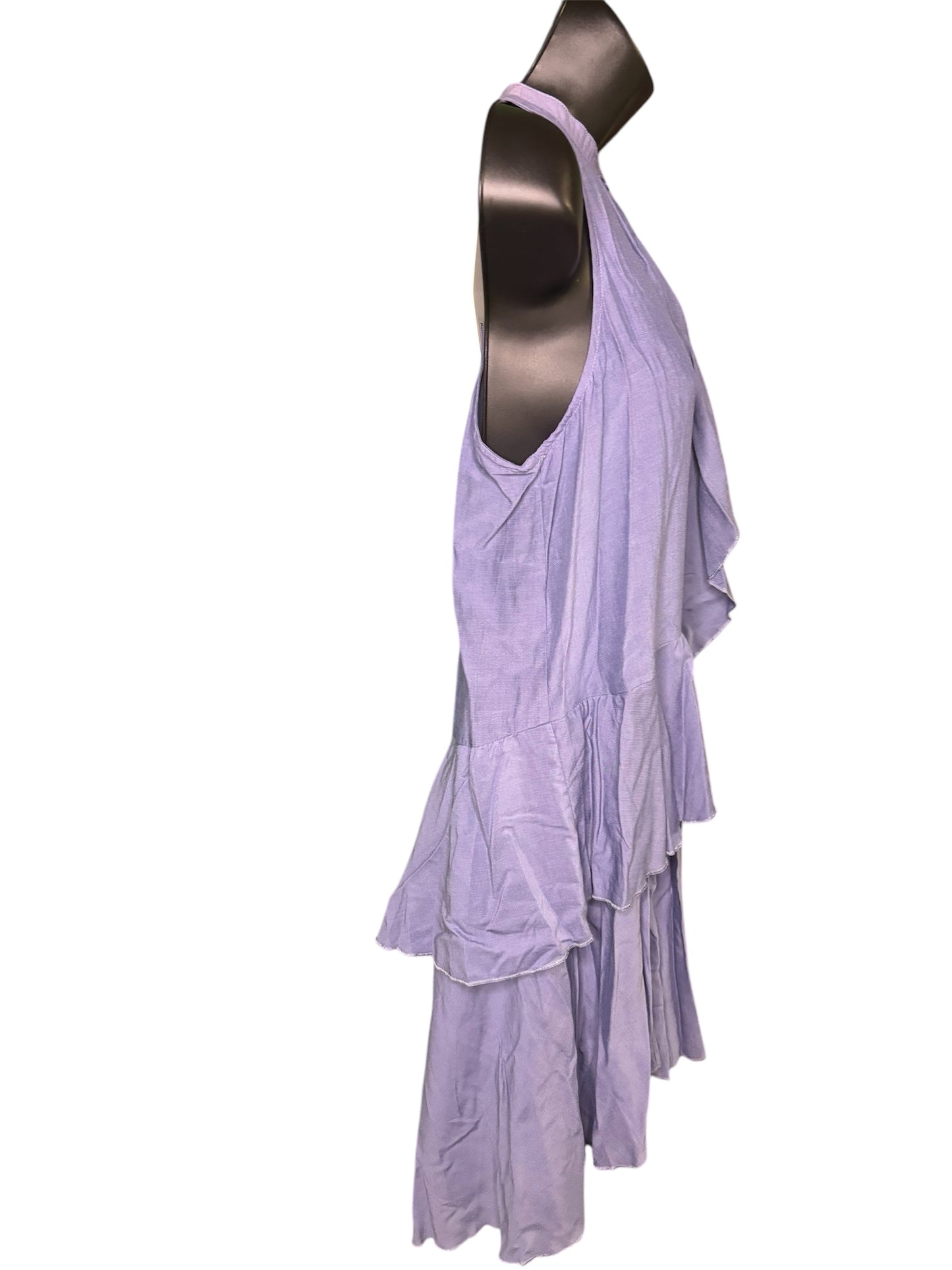 Flowy Lavender Ruffle-Trim Halter Dress