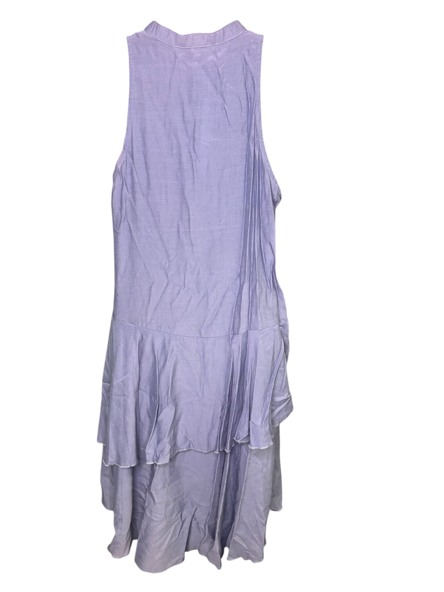 Flowy Lavender Ruffle-Trim Halter Dress
