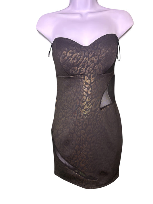 Chic Strapless Animal Print Mini Dress