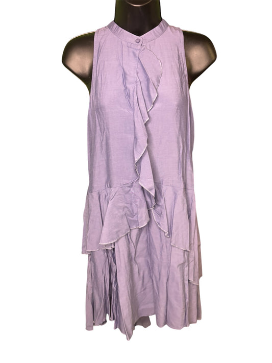 Flowy Lavender Ruffle-Trim Halter Dress