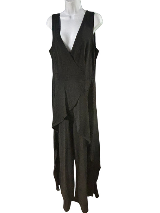 Elegant Black Asymmetrical Draped Jumpsuit