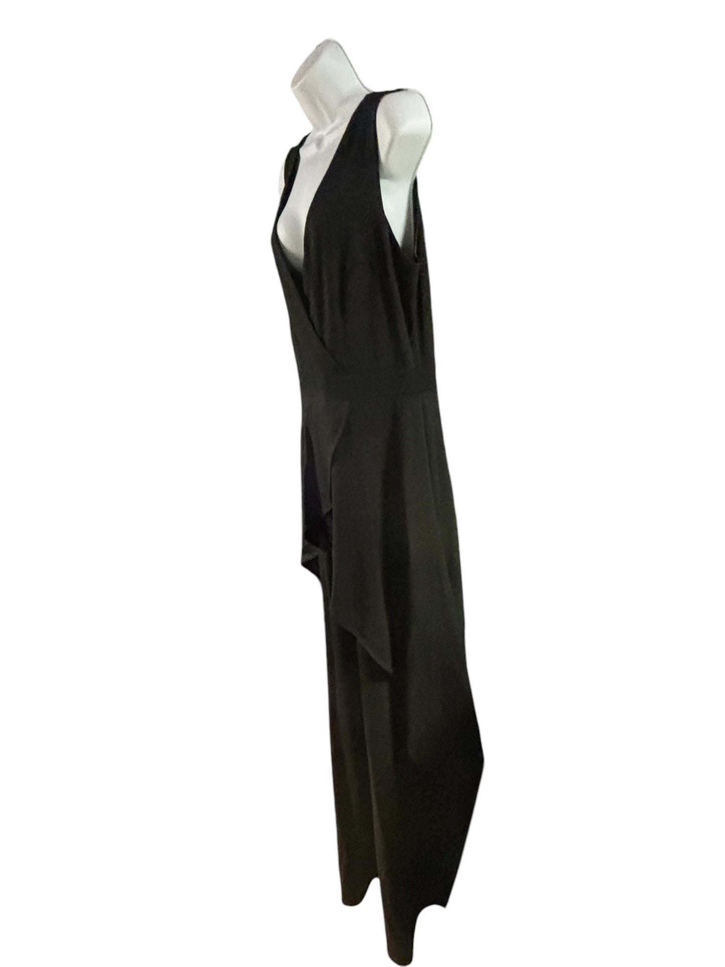 Elegant Black Asymmetrical Draped Jumpsuit