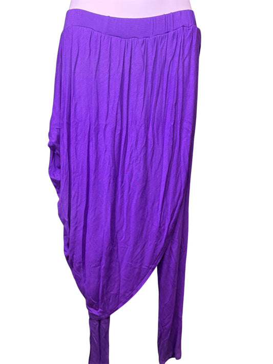 Vibrant Purple Asymmetrical Draped Pants